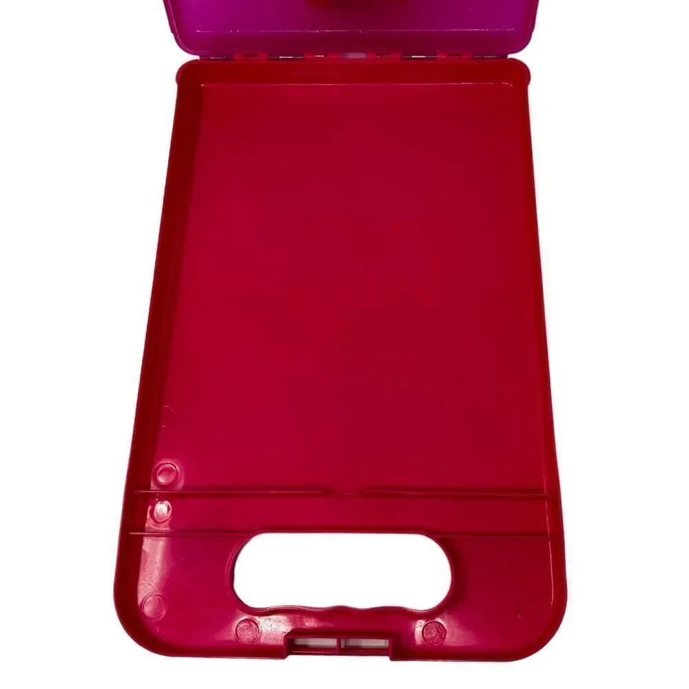 Vintage Lisa Frank Blonde Girl Pink Glitter Clipboard Art Storage Container Nurs